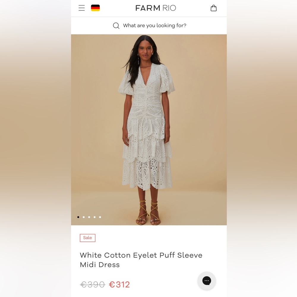 Farm Rio Eyelet Cotton Lace-Up Midi-Dress